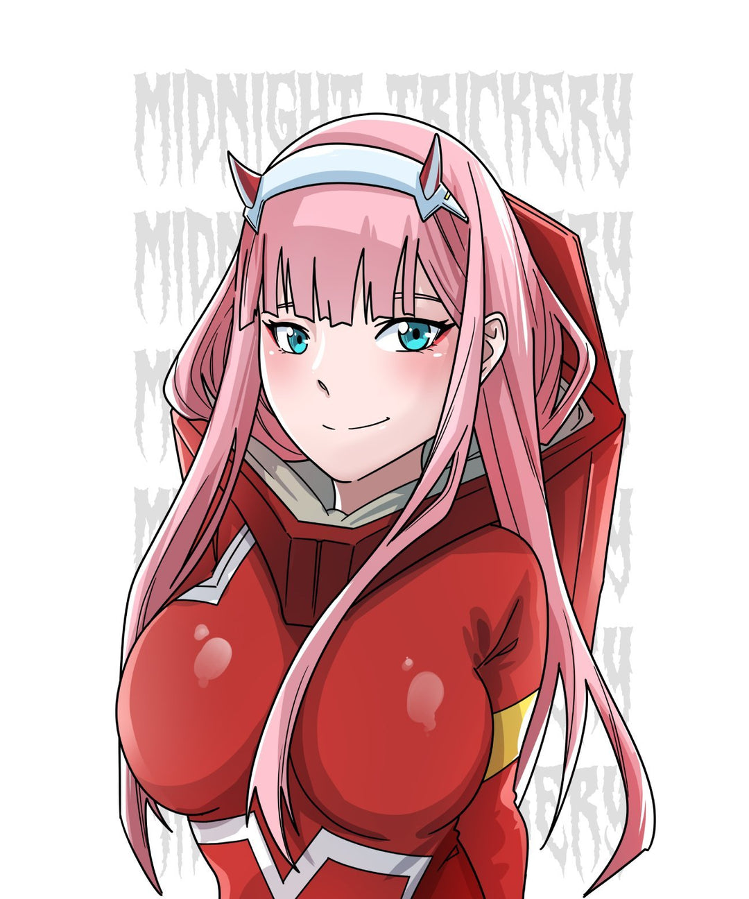 Anime-themed sticker featuring Zero Two from Darling in the Franxx peeking out.